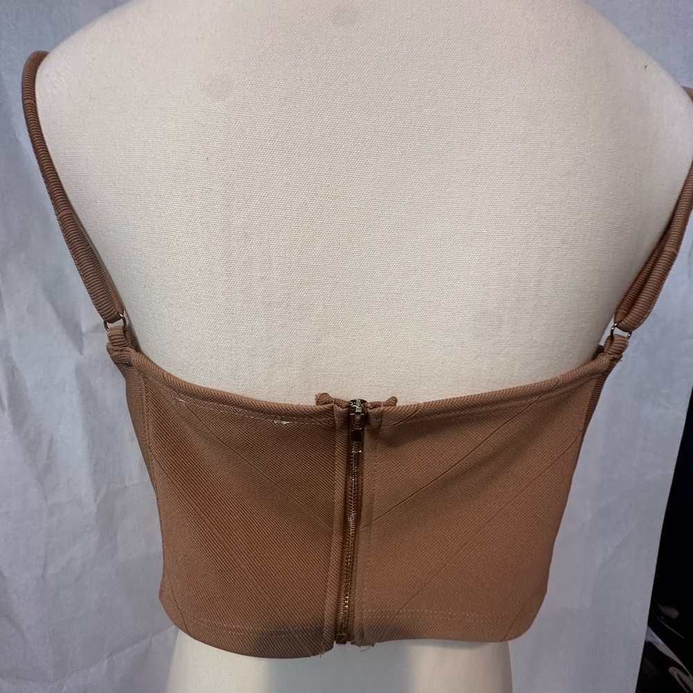 Haute Monde Tan Bustier Crop Top - Picture 3 of 6